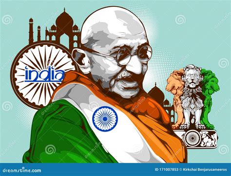 Mahatma Gandhi Glass Logo Cartoon