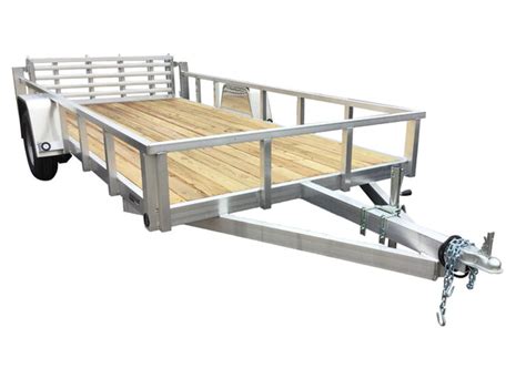 6.5 X 12 Aluminum Utility Trailer SA w/ 3-side rail & Bi-Fold Ramp Gat ...