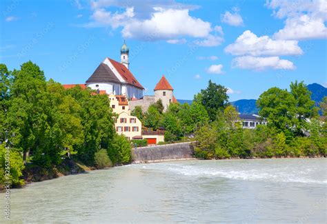 Franciscan Monastery Of St Stephen And Lech River In Fussen Bavaria