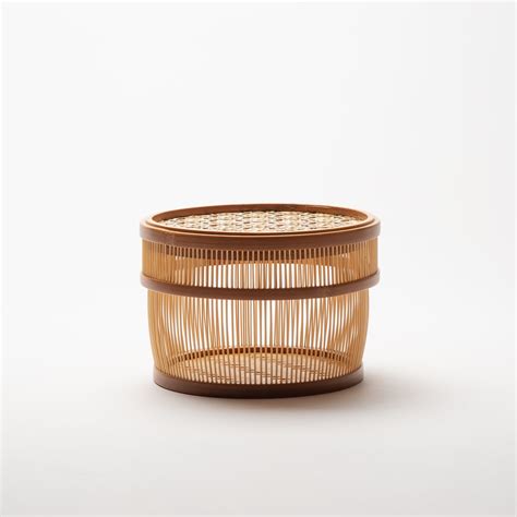 Hexagonal Suruga Bamboo Basketry Basket With Lid Musubi Kiln