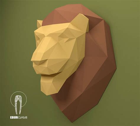 Lion Pepercraft Head Papercraft Trophy Pdf Kit 3D DIY King Etsy India