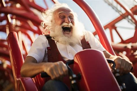 Premium AI Image A Cheerful Elderly Man With A White Beard Rides A