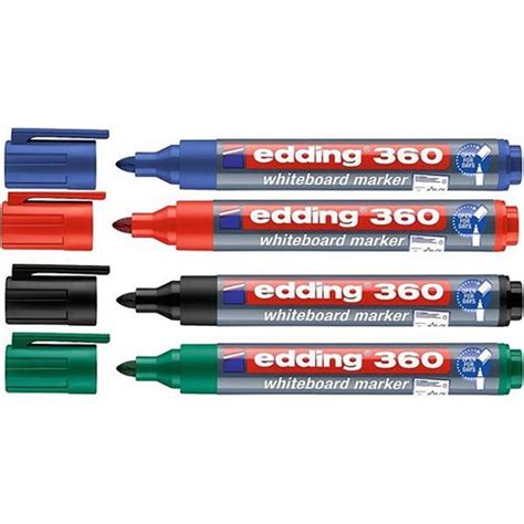 Edding 360 4S Whiteboard Marker Bullet Tip Assorted Colours Pack Of 4