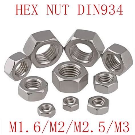 50pcs Din934 M1 6 M2 M2 5 M3 Stainless Steel Hex Nut Stainless Steel Hex Nuts Hex Nutnut Nut