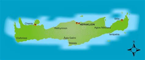 Map Crete. A stylized map of the greek island crete showing different ...