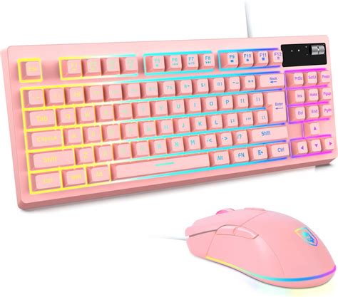 Rgb Pink Gaming Keyboard And Mouse Combo87 Keys Gaming Keyboard Wired Rgb Backlit