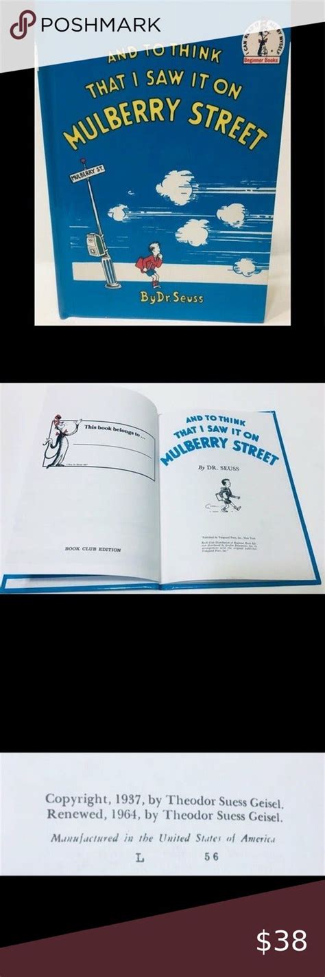 And To Think That I Saw It On Mulberry Street Dr Seuss Hardback Book