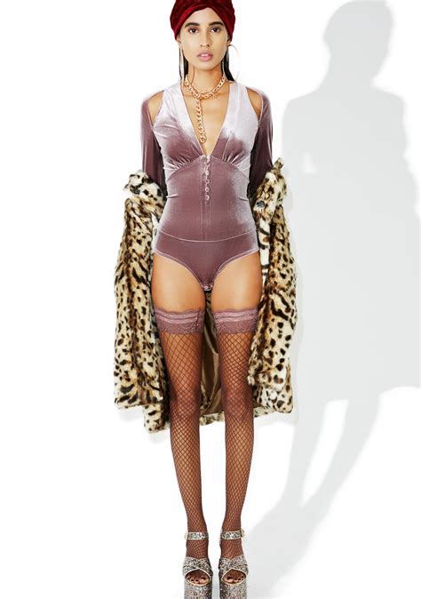 Mauve Cutout Velvet Bodysuit Dolls Kill