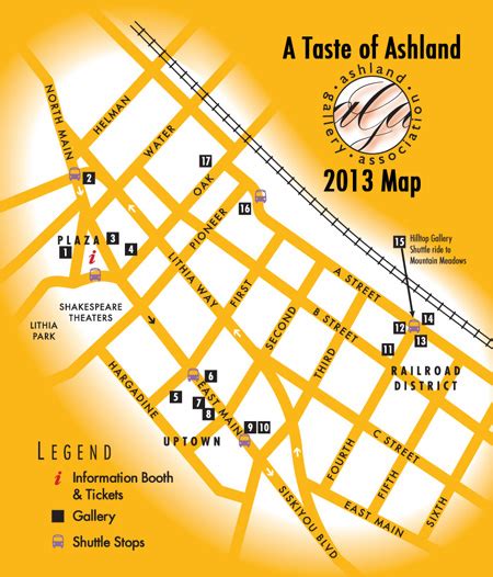 MAP FOR A TASTE OF ASHLAND 2013