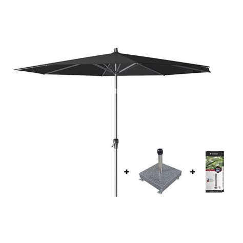 Platinum Riva Stokparasol M Rond Black Met Voet En Hoes Blokker