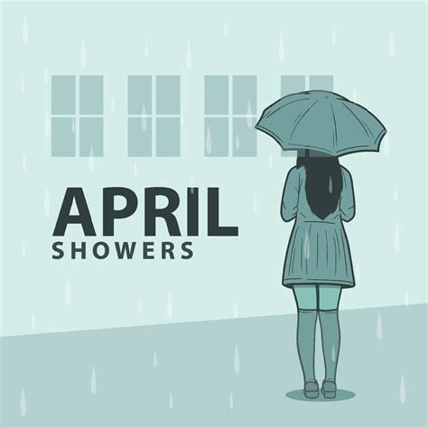 Umbrella Girl In The Rain April Showers 21425800 Vector Art At Vecteezy