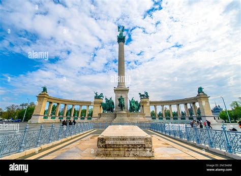 Budapest Hungary Millennium Monument On The Heroes Square Stock