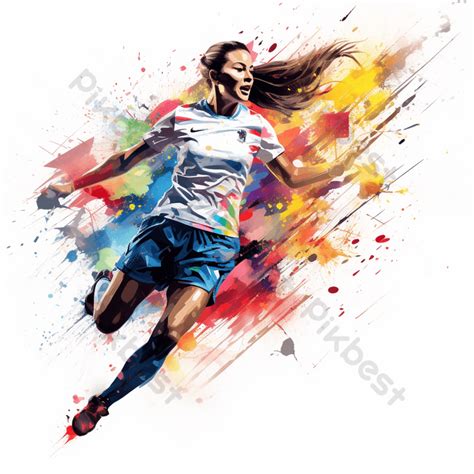 Woman Practicing Soccer Watercolor Painting PNG Images | PSD Free Download - Pikbest