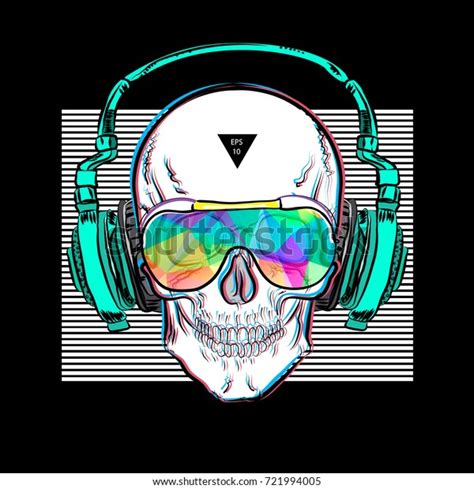 Skull Glasses Headphones Vector Illustration Eps10 Stock Vector