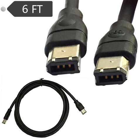 1 8m Black IEEE 1394 Firewire 400 To Firewire 400 Cable 6 Pin 6 Pin