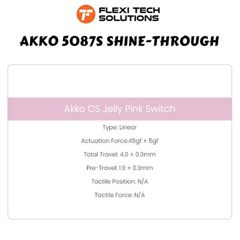 AKKO 5087S Shine Through Fully Assembled Hot Swap Keyboard Akko Jelly Pink Flexi Tech