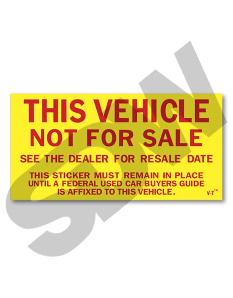 Vehicle Information: Not For Sale Stickers (100pk) #1-790 – SDW