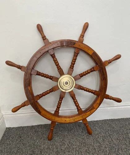 36 Inch Big Ship Steering Wheel Wooden Antique Teak Brass Nautical