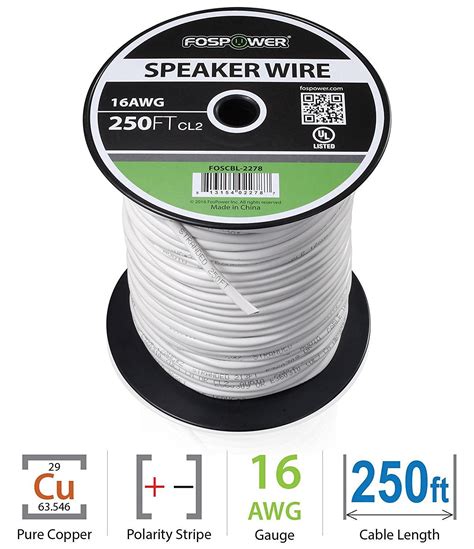 Fospower Cl Rated Awg Conductor In Wall Speaker Wire Feet