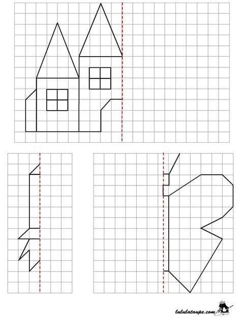 Reproduire un dessin par symétrie axiale sur quadrillage Symétrie ce1