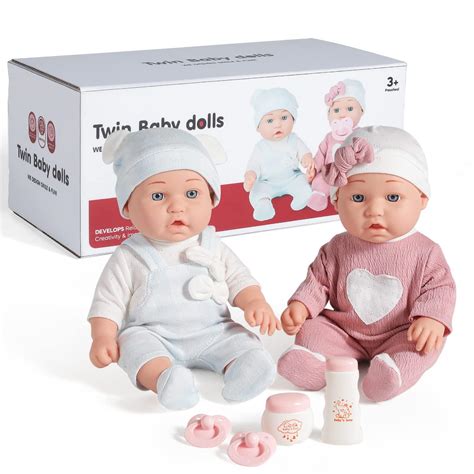 enjoyin 12'' twins baby doll playset with accessories includes boy and ...