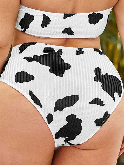 Plus Cow Print High Waisted Bikini Panty SHEIN USA