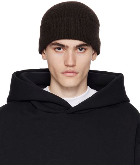 Acne Studios Bonnet brun en tricot côtelé SSENSE France