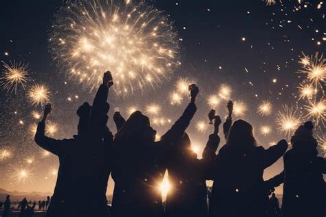 Premium Ai Image Silhouette Group Of People Celebrating New Year Ai