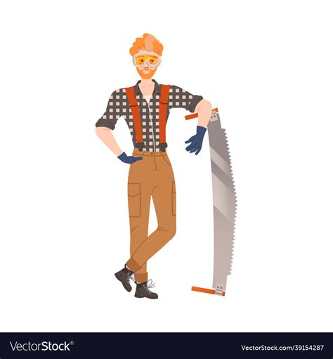 Redhead Bearded Woodman Or Lumberman In Checkered Vector Image