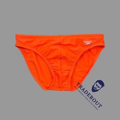 Speedo Men Bright Orange Solar Swim Brief Bikini Swimwear Size Ebay