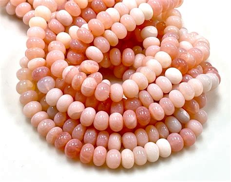 Aaa Smooth Pink Opal Natural Gemstone Rondell Shape Beads Strand Size