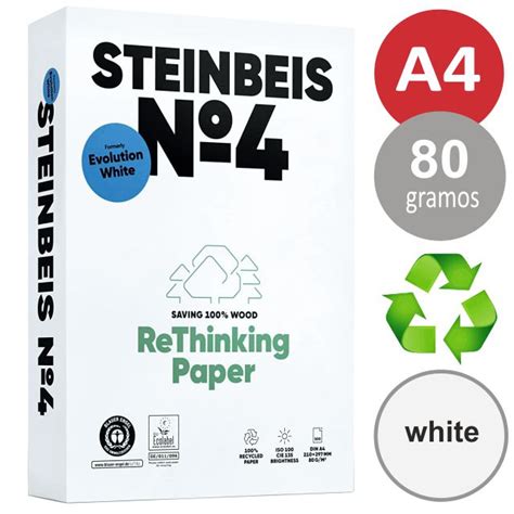 Steinbeis Nº 4 Papel Din A4 Reciclado Folios Ultra Blancos