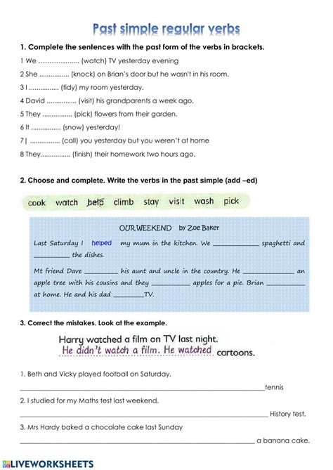 Past Simple Regular Verbs Past Simple Ejercicio En Pdf Ejercicios De