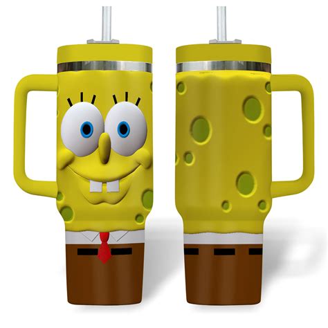 Spongebob Squarepants Cartoon Custom Stanley Quencher 40oz Stainless Steel Tumbler Merchidea