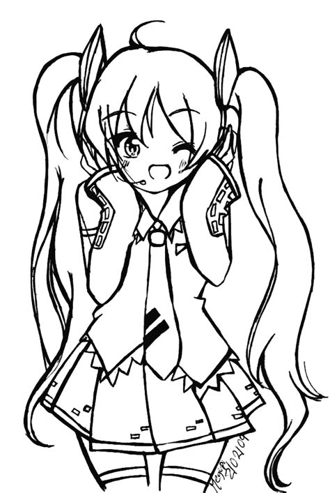 Dibujos De Hatsune Miku Para Colorear Hatsune Miku Chibi Lineart By Pdmrea