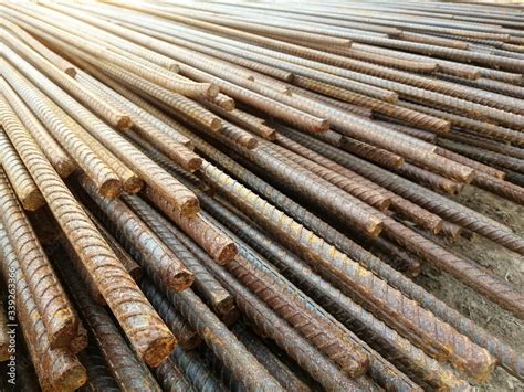 Stockfoto Med Beskrivningen Steel Rods Or Bars Used To Reinforce