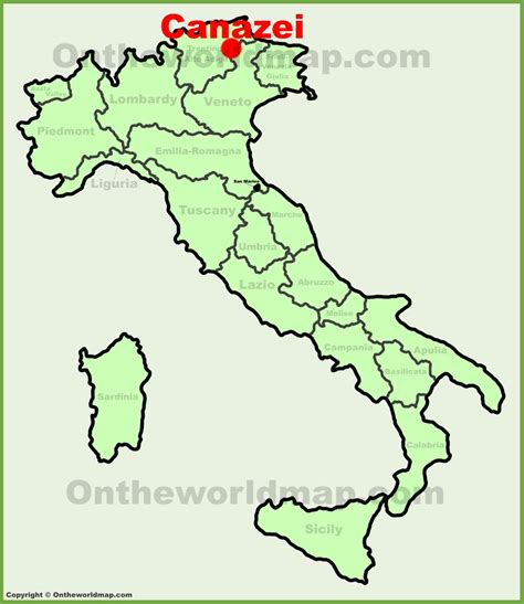 Canazei location on the Italy map - Ontheworldmap.com