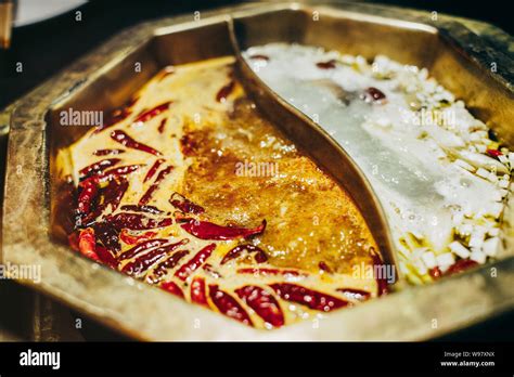 Chinese Hot Pot With Mala Spicy Soup Stock Photo Alamy