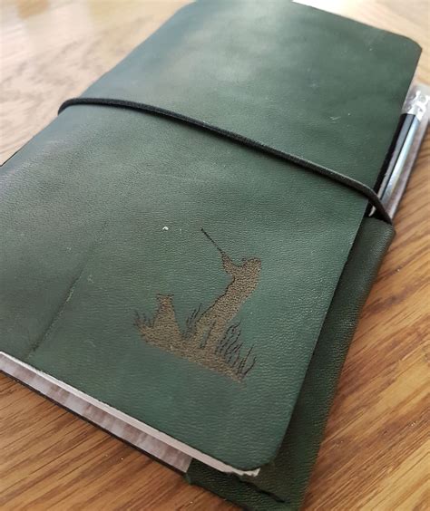 Hunter green Leather hunting or shooting journal gifts for men, leather shoot record log ...