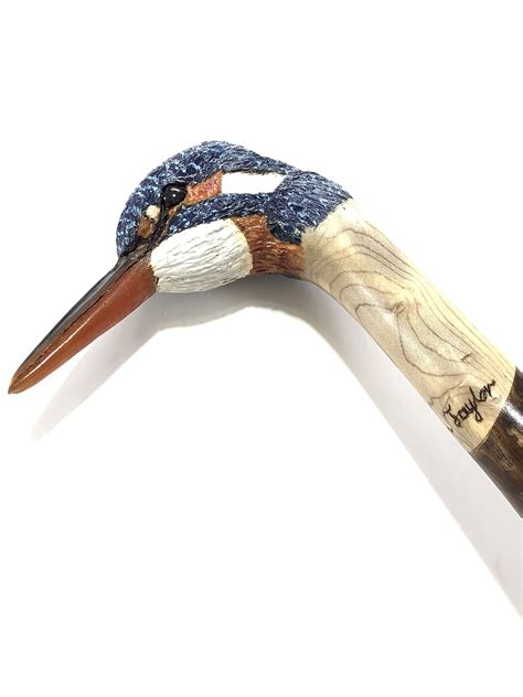 Ian Taylor Hand Crafted Kingfisher Walking Stick Antique And Vintage