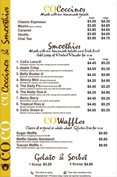 Coco Crepes, Waffles & Coffee Menu - Urbanspoon/Zomato