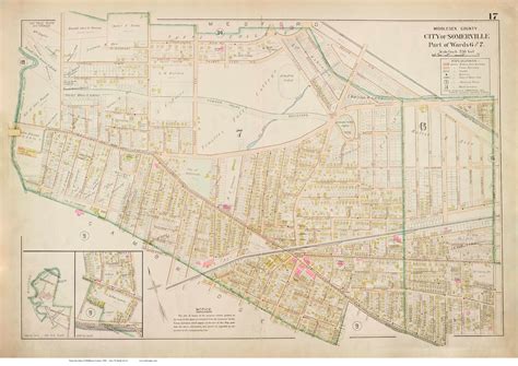 Plate 17 Somerville Parts Of Wards 6 And 7 1900 Old Street Map Reprint Middlesex Co