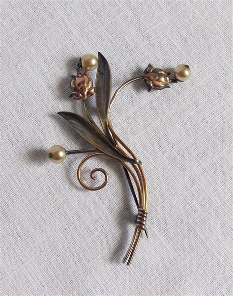 Vintage Van Dell Brooch 120 12k Gf On Sterling Silver Floral Pin Faux