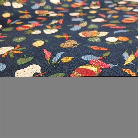 Tissu Bleu Japonais En Coton Motif L Gumes Yasai Fabriqu Au Japon