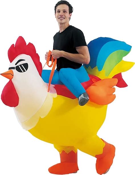 Kooy Inflatable Costume Rooster Ride On Chicken Costume Adult Halloween