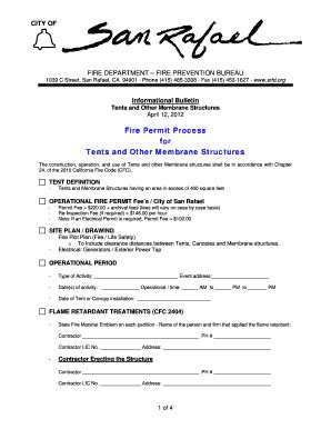 Fillable Online Fire Permit Process For Tents And Other Membrane