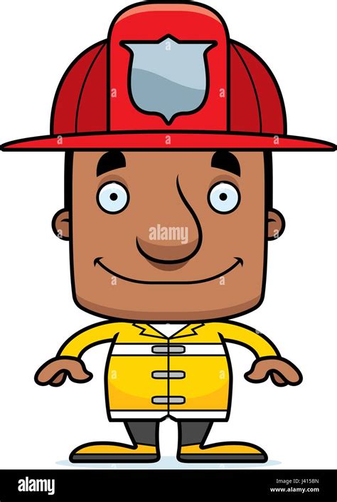 A Cartoon Firefighter Man Smiling Stock Vector Image Art Alamy