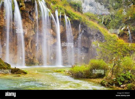 Waterfalls in Plitvice Lakes National Park, Croatia UNESCO Stock Photo ...