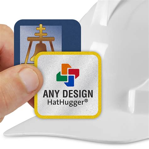 Custom Design Hardhat Labels, 1.5 in. x 1.5 in. Square, SKU: HH-3081