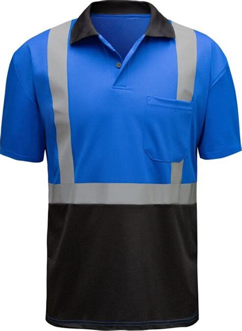 Gss Safety Non Ansi Short Sleeve Polo Shirt With Black Bottom Blue